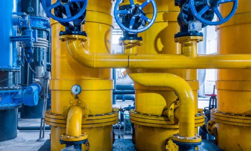 steel pipelines and cables in a plant,Industrial zone.